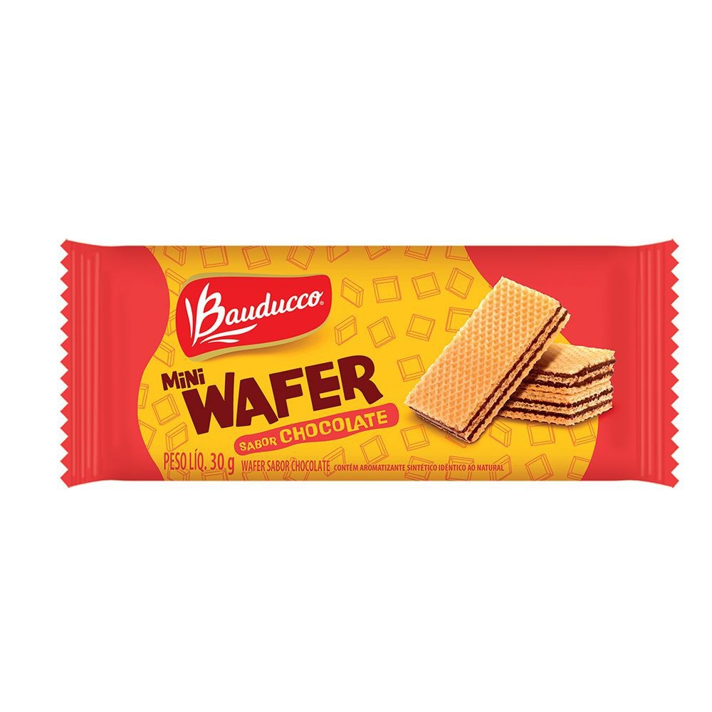 Wafer Mini Bauducco Chocolate 30 Unidades de 30g Shopee Brasil