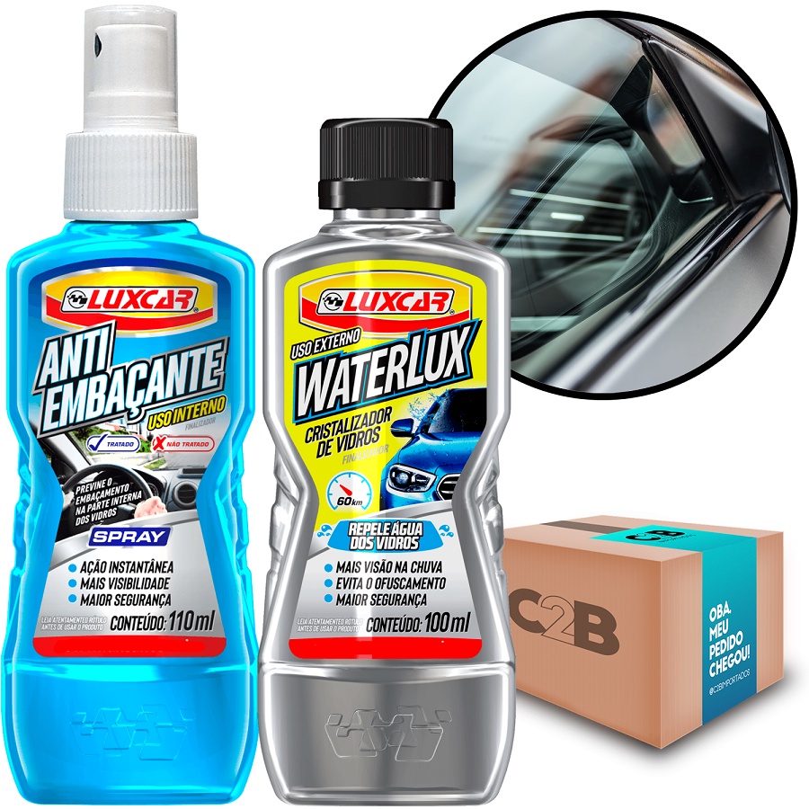 kit cristalizador e anti embaçante vidros automotivo carro interno externo retrovisor repelente de agua previne o embaçamento