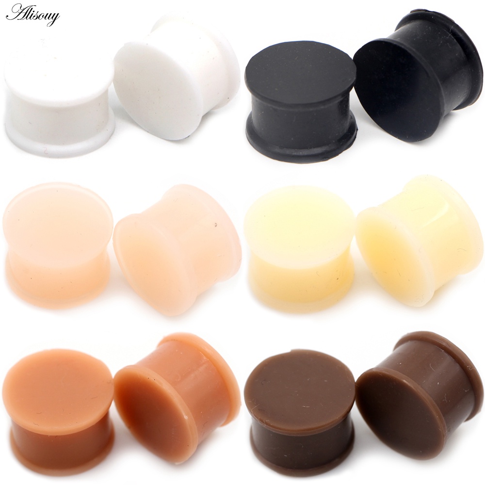 Alisouy 2 Peças 3-28mm Silicone Ear Plugs E Túnel Duplo Flared Gage Expansor Maca Brincos Piercing Corpo Jóias em Oferta na Shopee