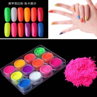 kit com 6/12 Neon prego em pó neon pigmento conjunto brilhando cromo poeira decoração
