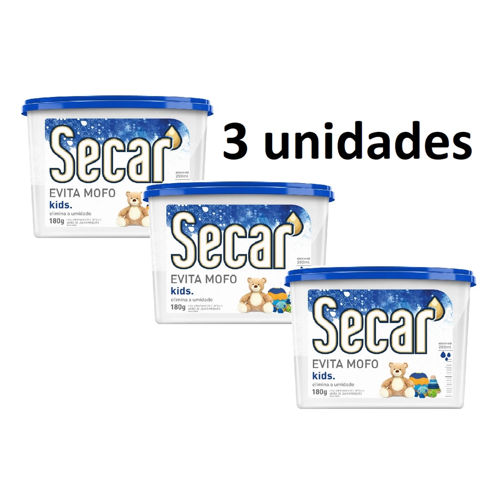 3 uni Anti mofo desumidificador Secar Kids Original 180g Guarda Roupa Closets Armários