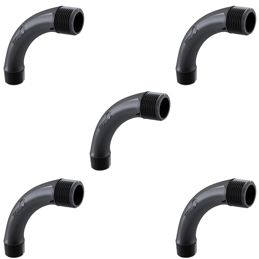Kit 5 Curvas Rosqueavel 90 Graus 1/2" Pvc Preto Tigre em Oferta na Shopee