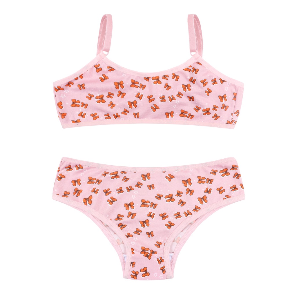 Conjunto Menina Moça Sem Bojo Top Calcinha Alcinha Regulável Estampado Liso Elástico
