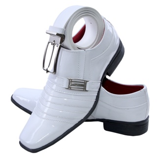 Sapato Social Branco + Cinto Masculino Com Regulagem De Tamanho em Oferta na Shopee