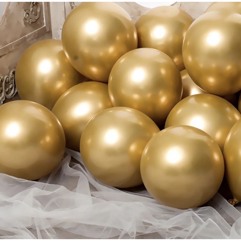 25~100 BALÕES BEXIGA METALIZADO PLATINADO CROMADO LÁTEX NÚMERO 9 PARA BUBBLE BALÃO OURO OFF - Home & Living