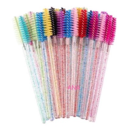 KIT 50 escovinhas com glitter Extensão de Cílios e sobrancelha 