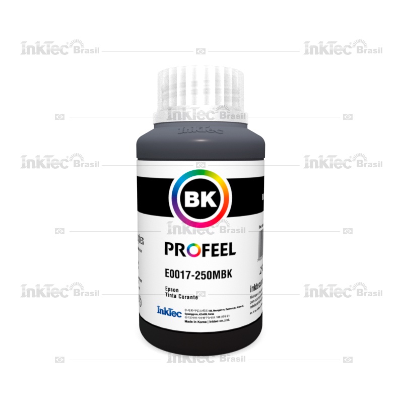 Tinta Corante InkTec Profeel E0017 250ml Black compatível com impressoras Epson Jato de Tinta L110 L120 L210 L220 L355 L365 L375 L395 L396 L455 L395 L496 L555 L575 L595 L596 L800 L805 L850 L3110 L3150 L5190 L2170 L1300