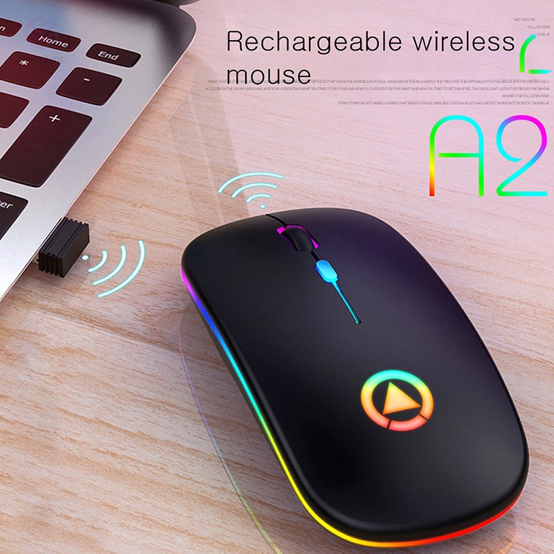 Mouse Sem Fio Recarregável Bluetooth Com Luz Led 2.4ghz Usb 1600dpi