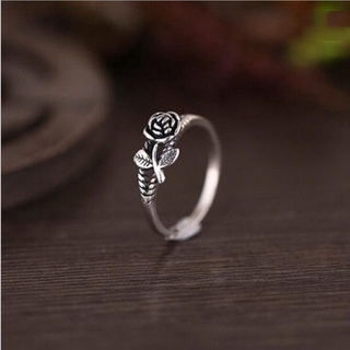 [VVV Home] s925 Sterling Silver Ring Versão coreana Thai Silver Rose Retro Time Flower Open Ring Simples 925 Silver Trendy Ring Jóias Hipoalergênicas Não Desbotadas