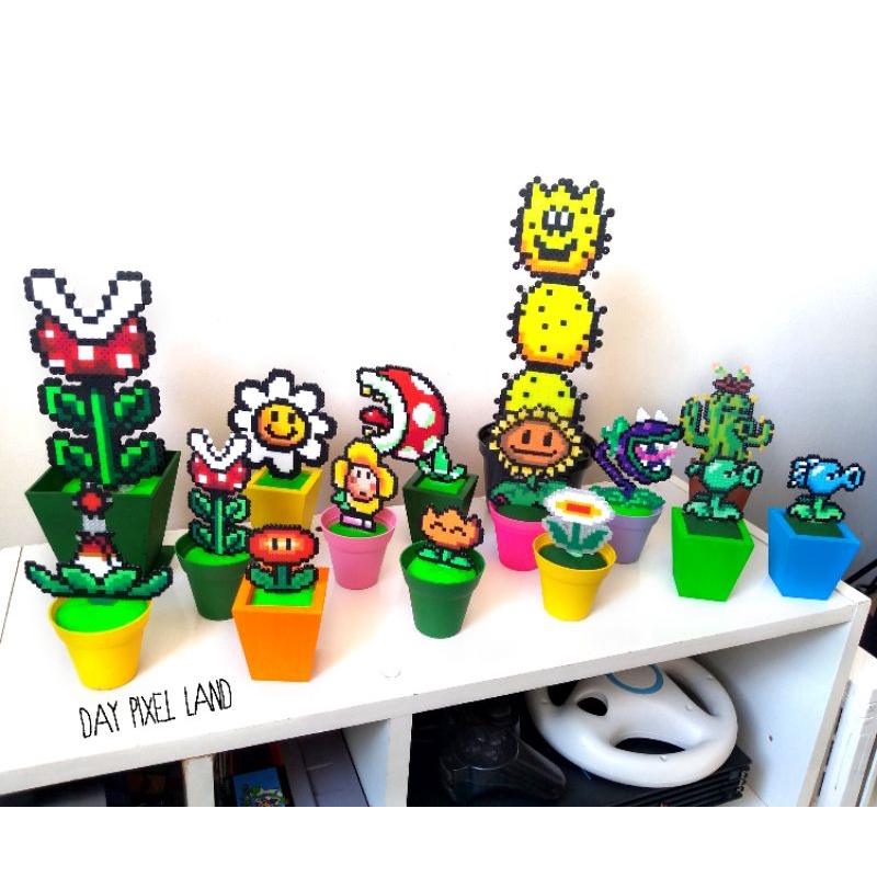 Vasinhos diversos em Pixel Arte. ( Super Mario e Planta vs Zombies)