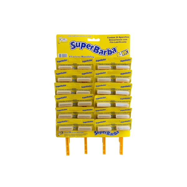 Cartela Aparelho Barbear Super Barba Amarelo Gold Fita Lubrificante 24und barbeador
