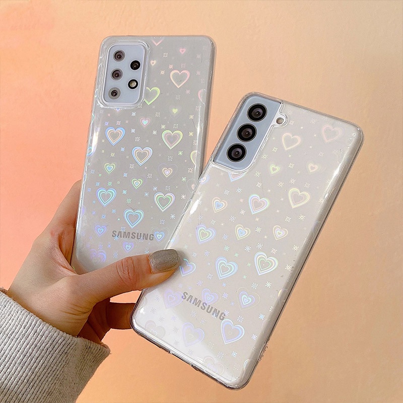 De Luxo Do Amor Coração Para Samsung S21 S20 FE S22 Plus A53 A52 A32 A72 A71 A51 4G A31 A50 A12 M12 Nota 10 20 Ultra 5G