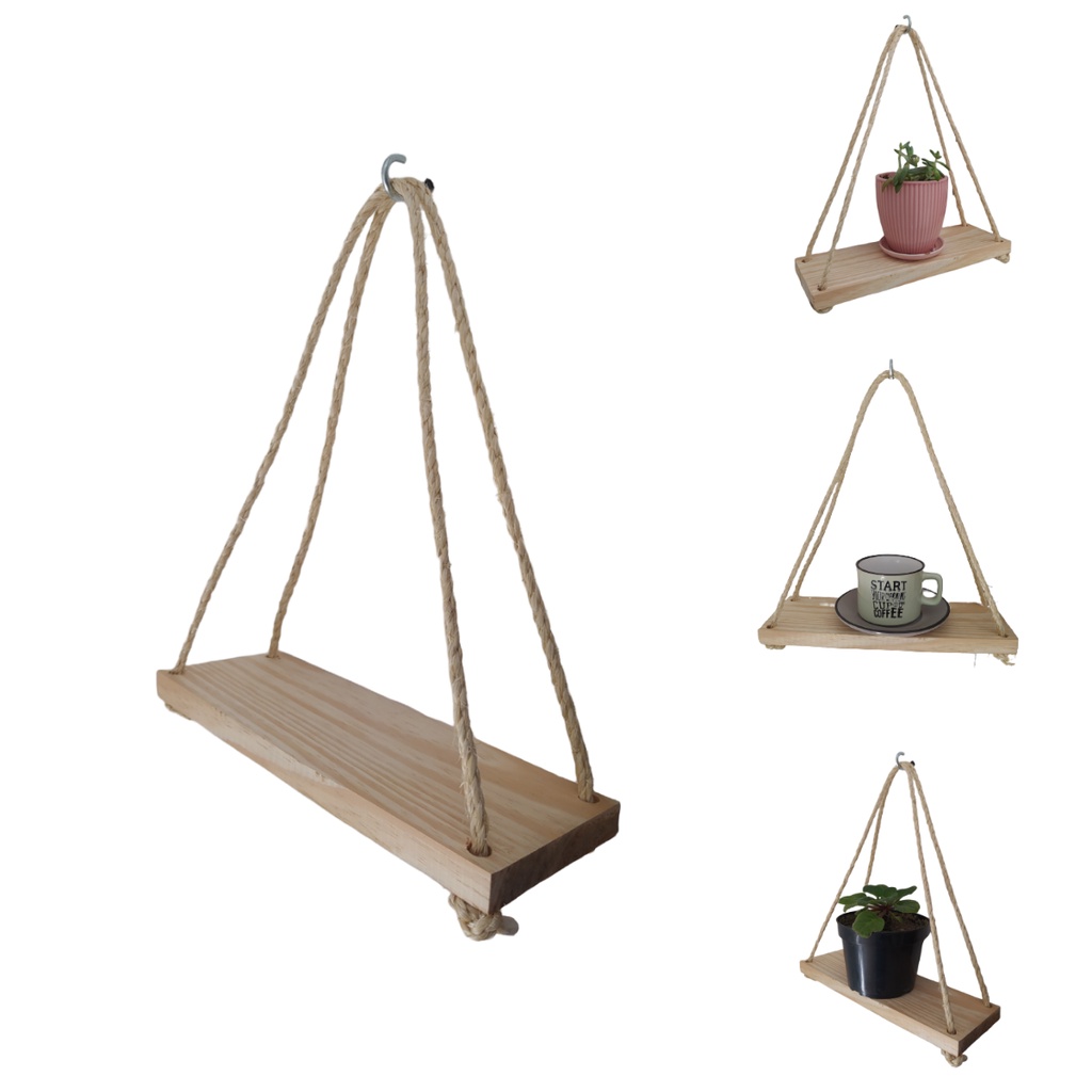 mkono wood hanging shelf