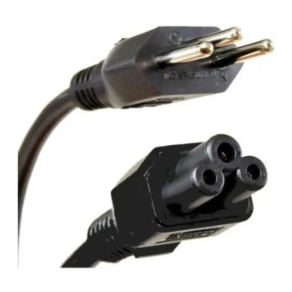 Cabo de Força tripolar para Notebook, 3 pinos, Conector tipo "MICKEY" para fontes de notebook ou aparelhos com entrada do mesmo tipo. Cabo com 1,50 metros, Padrão novo, ICL50, Cabo Forca Tripolar 3x0, 50mm, Nbr 14136.