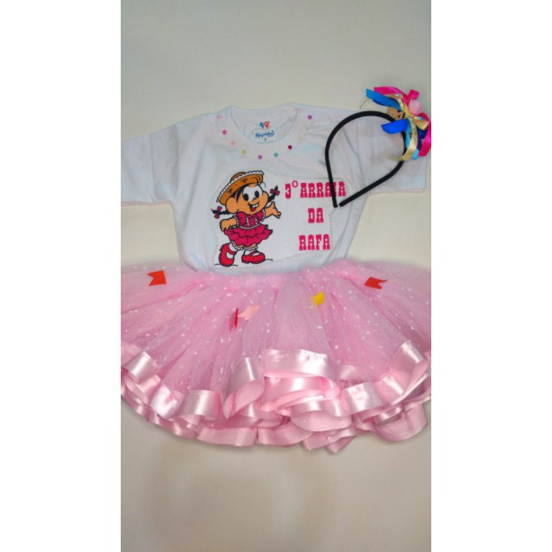 Roupa Festa Junina Mônica personalizada mesversário e aniversário ou outros eventos