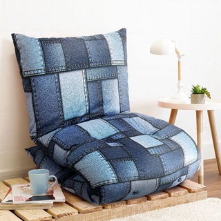Futon Almofada Dobrável de Espuma Solteiro Jeans - Emcompre Bf Colchões