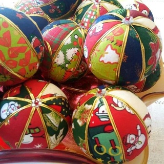 Bola de Natal tecido decorado Natalino artesanal | Shopee Brasil