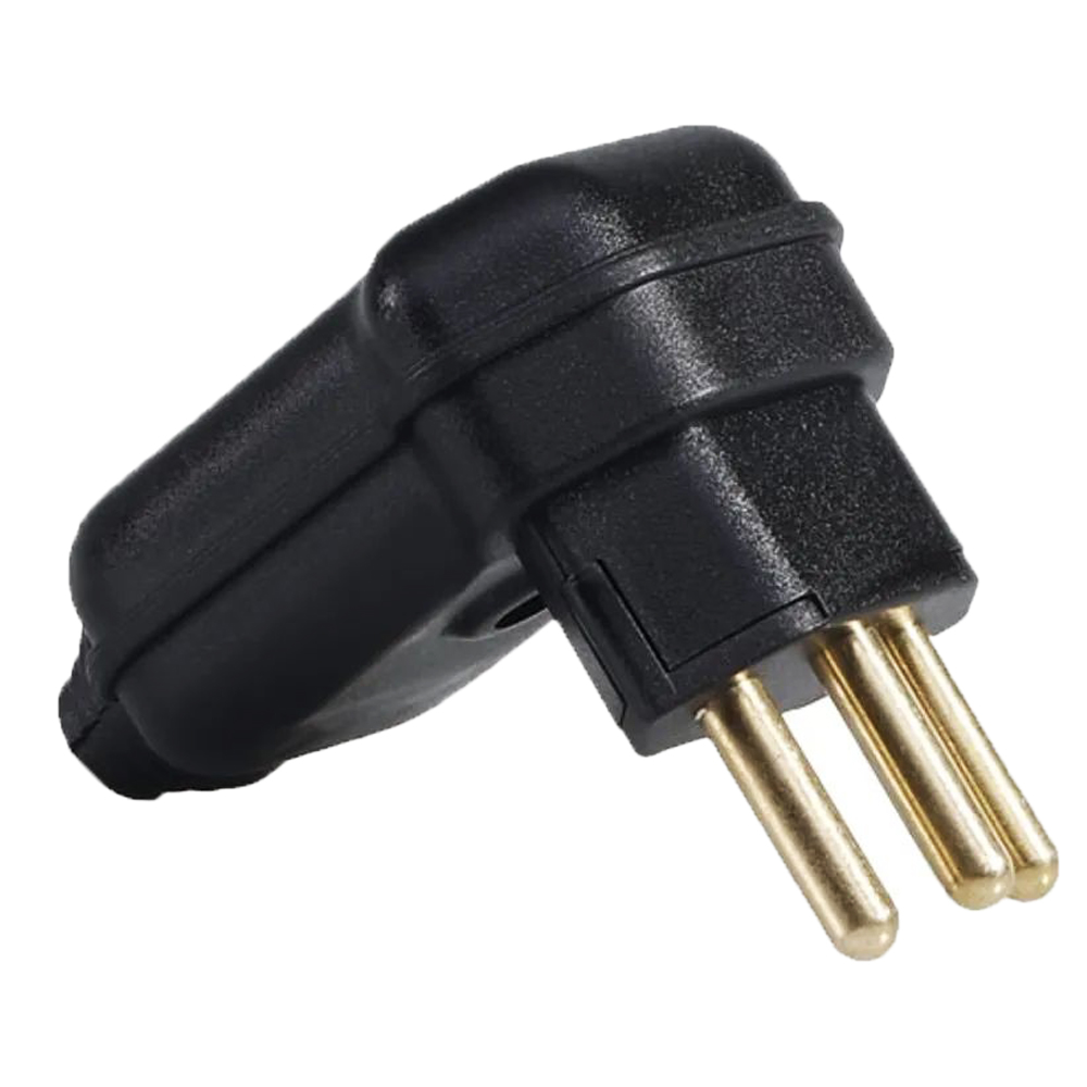 10 Plug Plugue Macho 3 Pinos 20a 90 Graus Prensa Cabos Preto