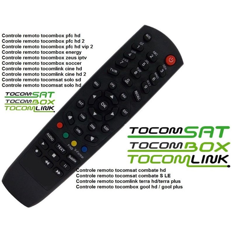 Controle Remoto para Receptor Tocomsat Combate hd, combate S, tocombox pfc, energy, toconlink cine hd
