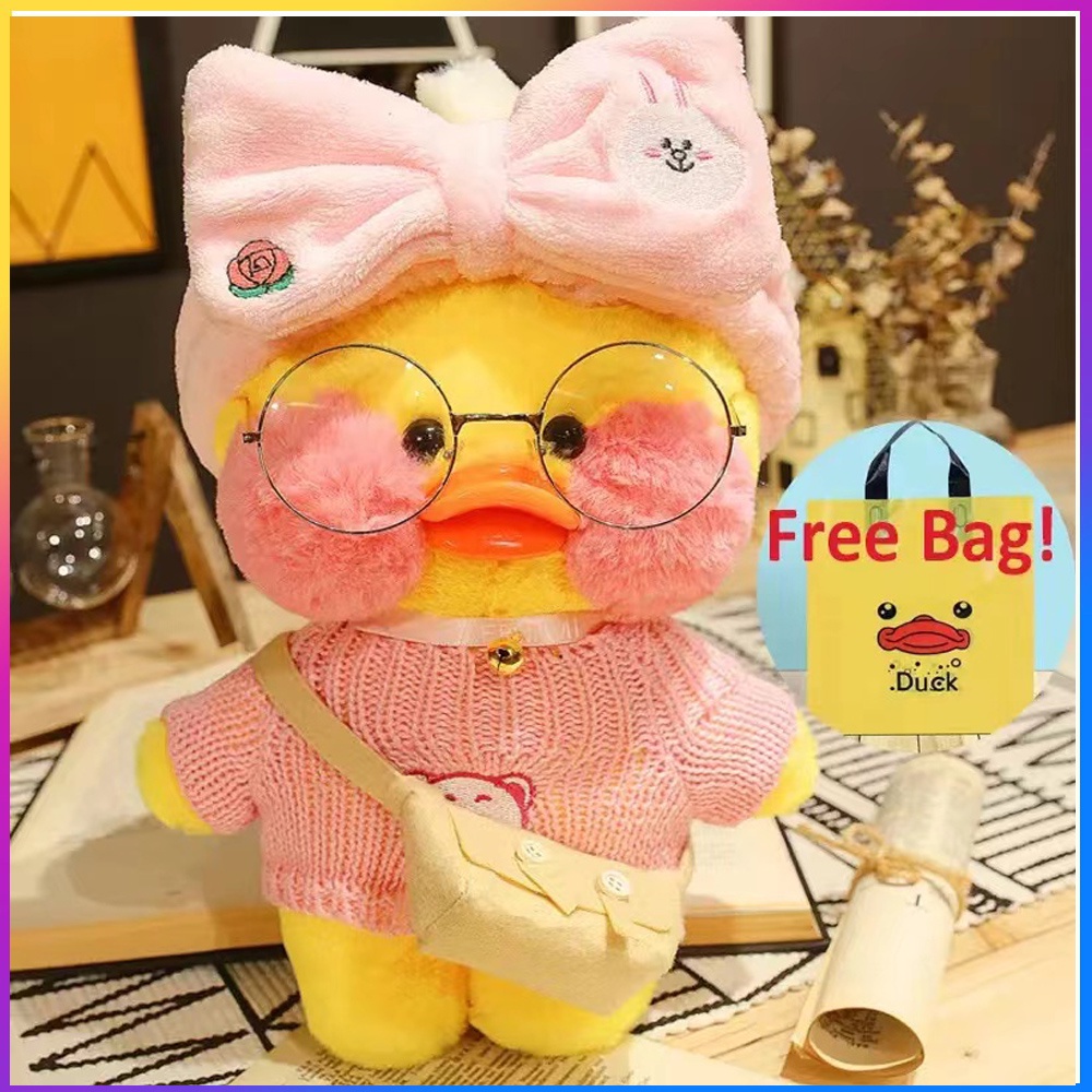 30cm Kawaii Brown Teddy Bear Lalafanfan Pato Pelúcia Brinquedo Com Roupas  Macia Animais Vestir Boneca Crianças Meninas Aniversário Presente HHEL -  Escorrega o Preço