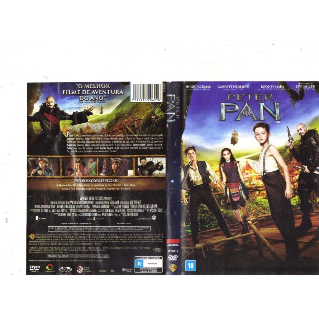 Dvd Peter Pan O Filme 2015, Hugh Jackman, Original Dublado
