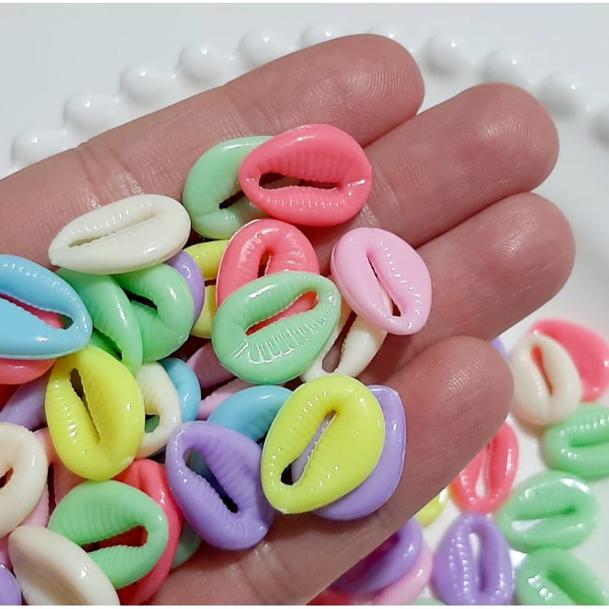 Miçanga Búzios Colorido - entremeio para pulseiras e colares - 25 grs