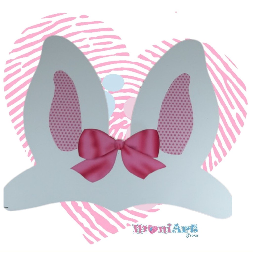 Orelha de Coelho para Páscoa com Laço / Máscara Infantil