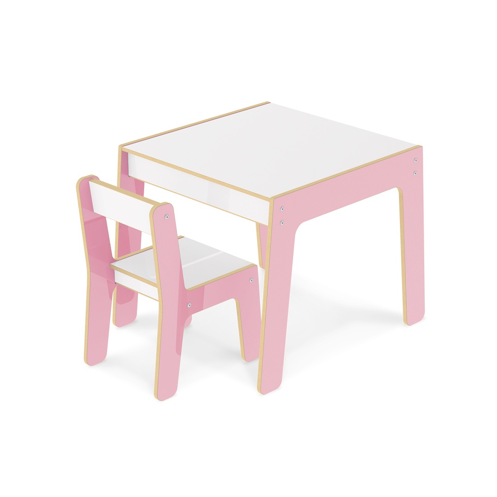 Conjunto Mesa Cadeirinha Infantil Em Madeira Rosa Junges 990