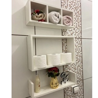 Nicho Mdf Para Banheiro Multiuso Já Vai Montado Só Instalar 3 PÇS