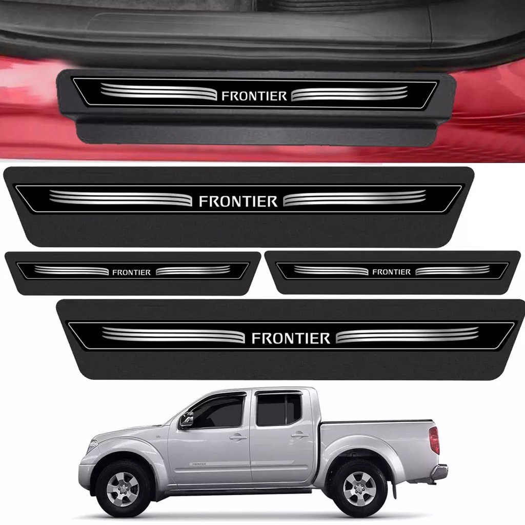 Kit 8 Peças Adesivo Soleira Porta Frontier 2008 A 2018 - Preto