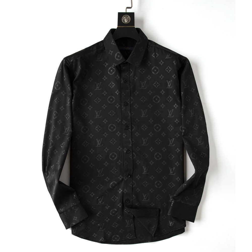 Estoque ! LOUIS VUITTON LV Camisa Homem Luxo Algodão Manga Comprida  Monograma top S-XXXL TT131 - Escorrega o Preço