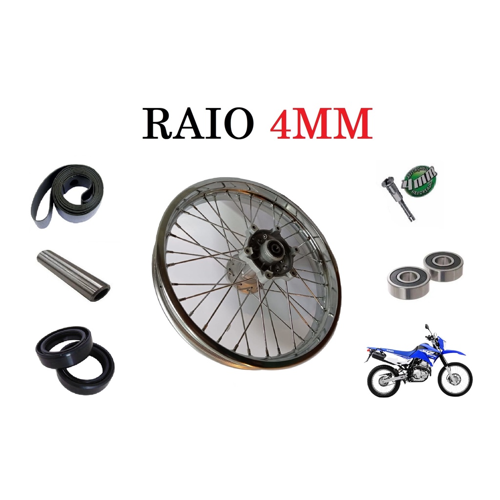 Roda Traseira Montada - Xtz 250 Lander / Teneré 250 - Raio 4mm + Rolamento + Espaçador + Retentor