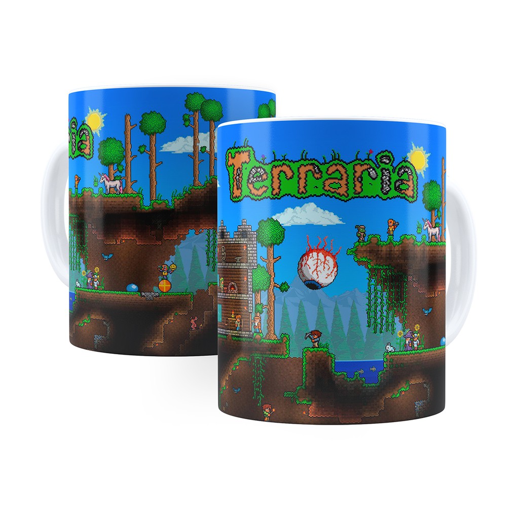 Caneca Terraria - Xícara Personalizada 325ML Porcelana Cerâmica 100% Terraria Cozinha Decoração Presente