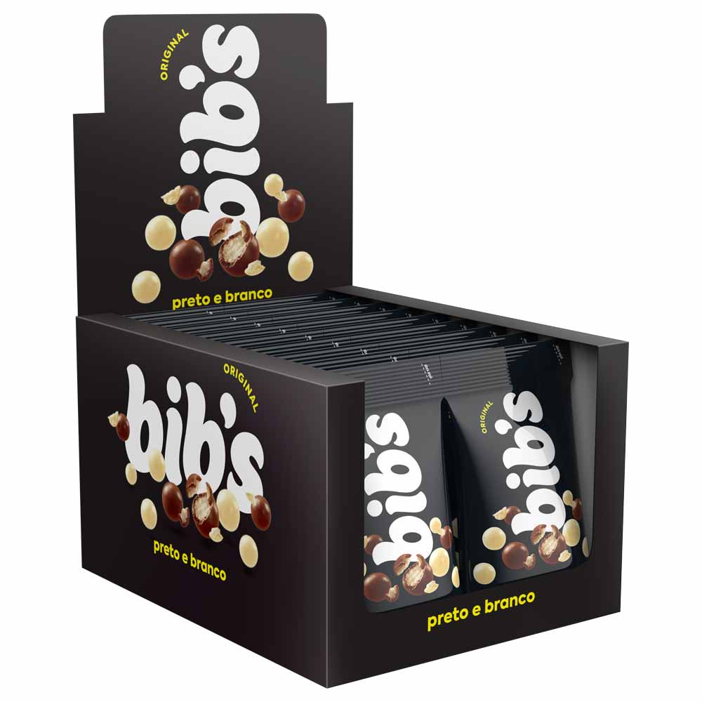 Chocolate Bibs Original Preto e Branco 40g c/18 - Neugebauer