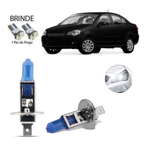 Kit Lampada Super Branca Farol Alto 8500k Vw Polo 2006-2014