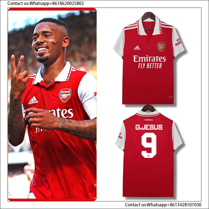 22-23 Nova Camisa De Futebol Arsenal Home Martinelli G.JESUS Europa Liga Europa League 2022 2023