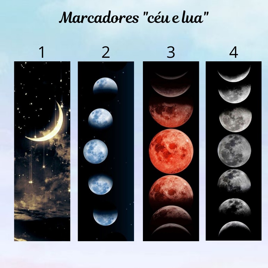 Marcador de página Céu e lua Plastificado (com ou sem tassel)