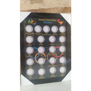 quadro porta moedas comemorativas do plano real com visor de acetato
