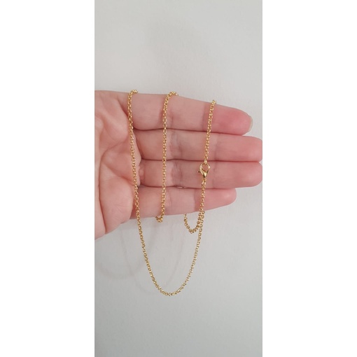 Colar corrente elo português longo 50cm banhado ouro18k
