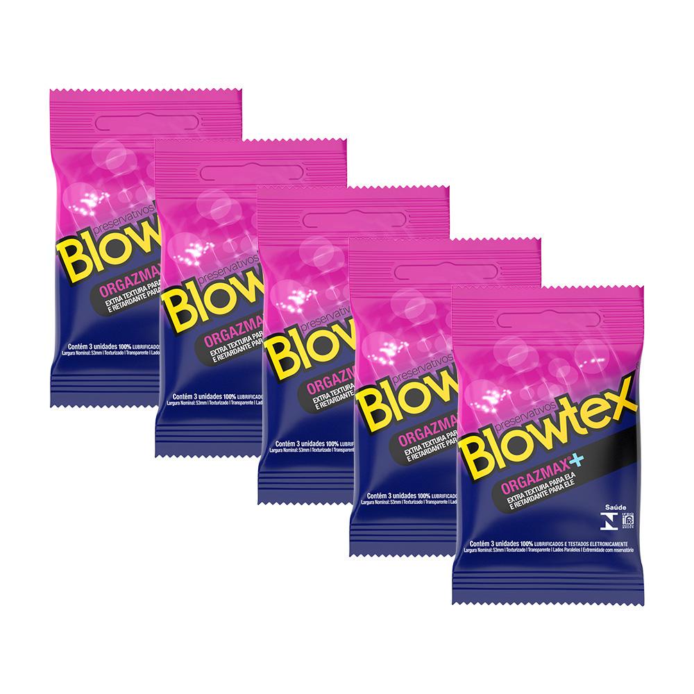 Kit 5 Pacotes Preservativo Blowtex Orgazmax com 3 Unidades cada em Oferta na Shopee