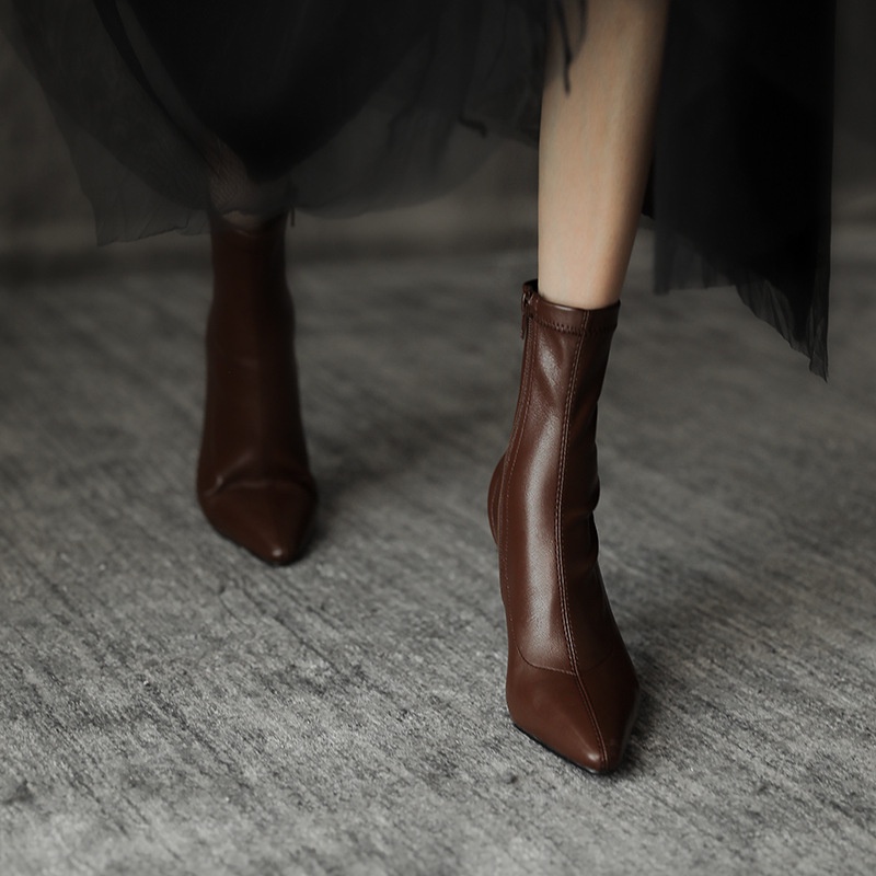 Botas finas dedo do pé apontado botas de salto alto botas curtas femininas outono inverno botas únicas ins Sexy botas el