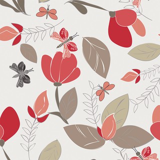 Papel de parede estilo floral tons de vermelho marrom bege nude e cinza Para Quartos e Sala