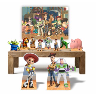 Toy Story Kit Prata 8 de mesa 2 de chão + painel de lona Decoração de festa infantil Kit Enfeites kit festa