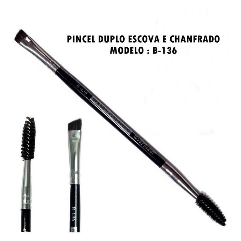 B136 Pincel Duplo Escova E Chanfrado Macrilan Linha Black Profissional Promotion