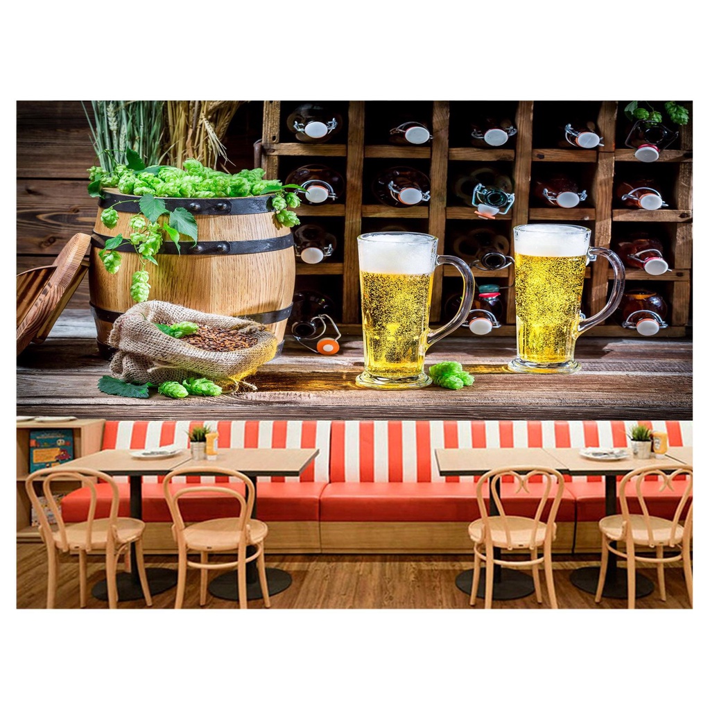 papel de parede Cerveja bebida barril cevada 3D m² AL68