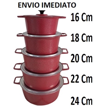 Jogo/Conjunto de Panelas Caçarolas Vermelhas Caçarolas Alumínio Grosso Fundido Batido Craqueado com 5 Panelas