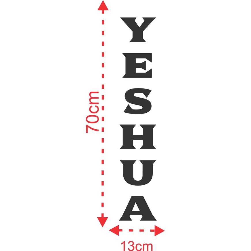 Adesivo Palavra Yeshua 70x13cm Religião Púlpito Igreja Deus Fé Evangelho Jesus Decoração