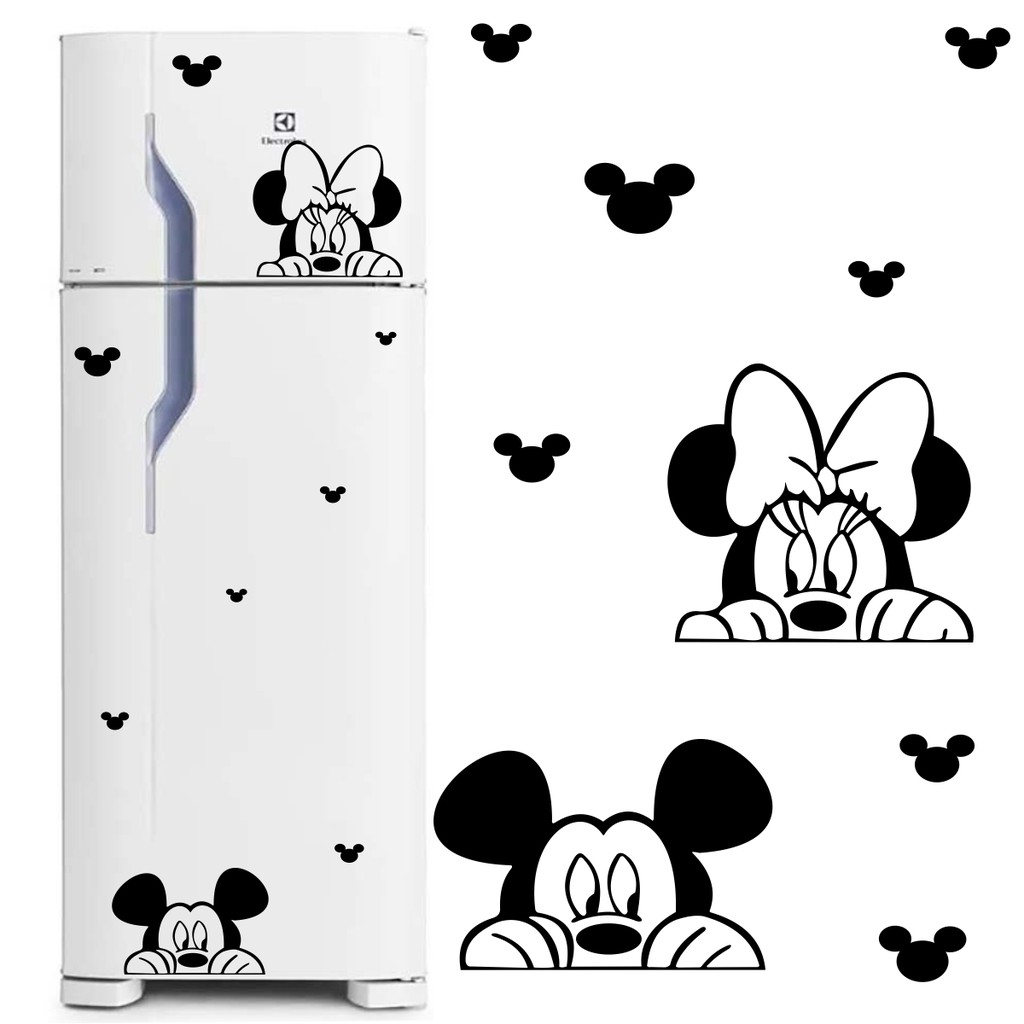 Adesivo De Geladeira Parede Mickey E Minnie Espiando Com Cabecinhas Do Mickey Para Espalhar Shopee Brasil