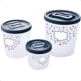 Kit 3 Potes De Plástico Rosca Redondos Para Mantimentos em Oferta na Shopee