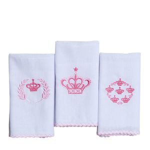 Kit De Babetes Bordadas (3 Peças) 100% algodão Papi karinho (toalhinhas de boca) - Enxoval de bebê